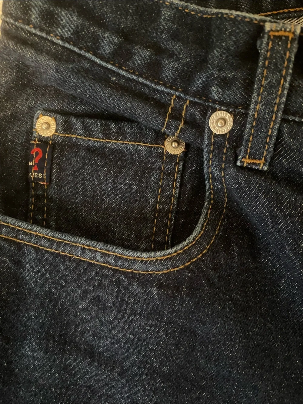 Vintage Guess Dark Blue Denim Jeans with Contrast Stitchingmade in USA100%cotton